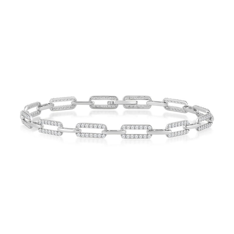 Diamond Studded Rectangular Link Bracelet