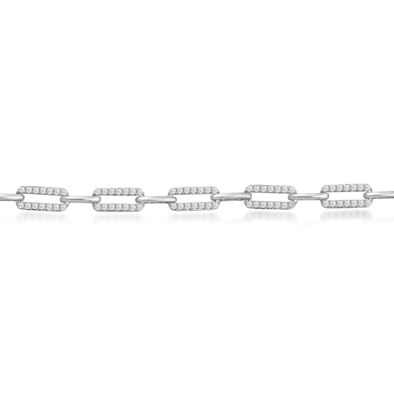 Diamond Studded Rectangular Link Bracelet
