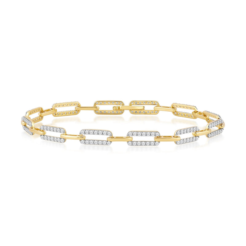 Diamond Studded Rectangular Link Bracelet