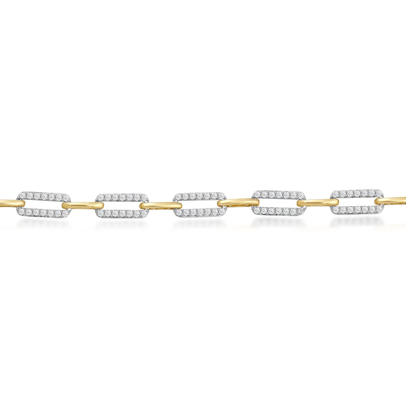 Diamond Studded Rectangular Link Bracelet