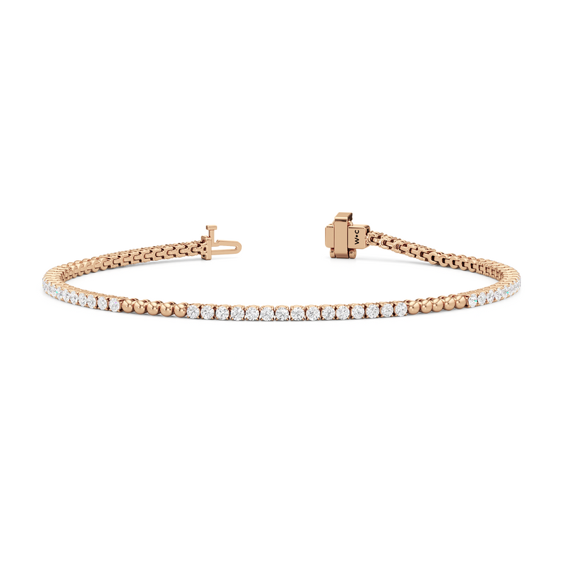 Gold Beaded and Round Diamond Tennis Bracelet