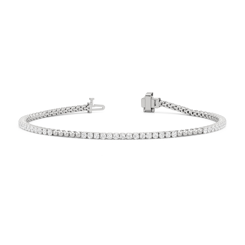 Gold Beaded and Round Diamond Tennis Bracelet