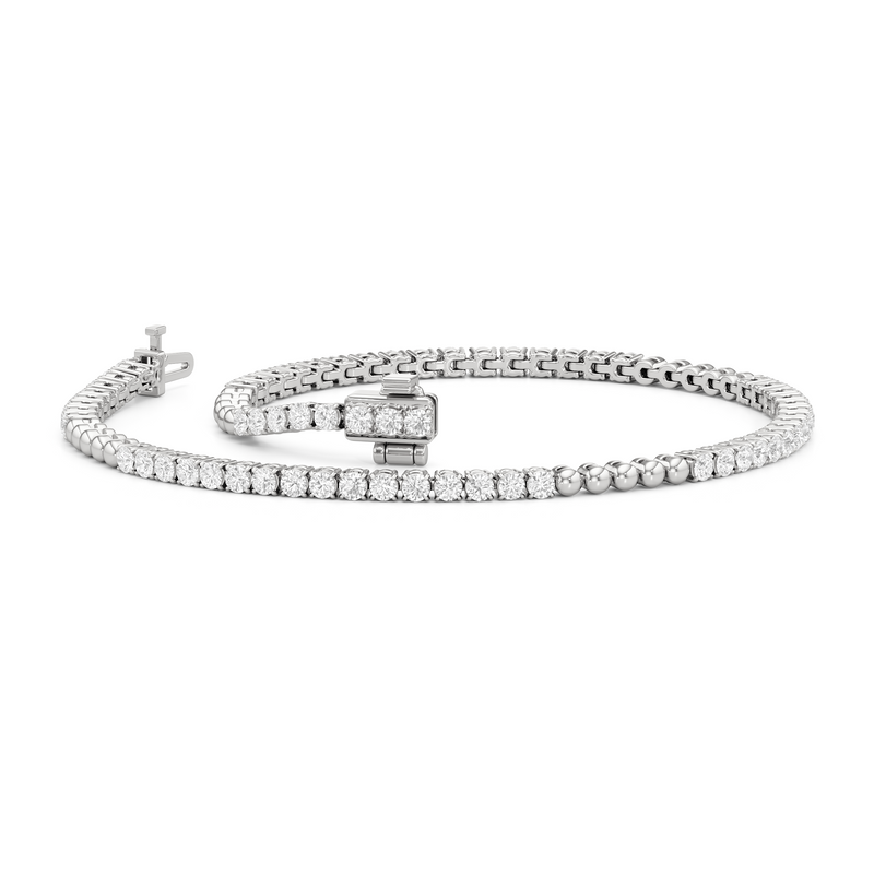 Gold Beaded and Round Diamond Tennis Bracelet