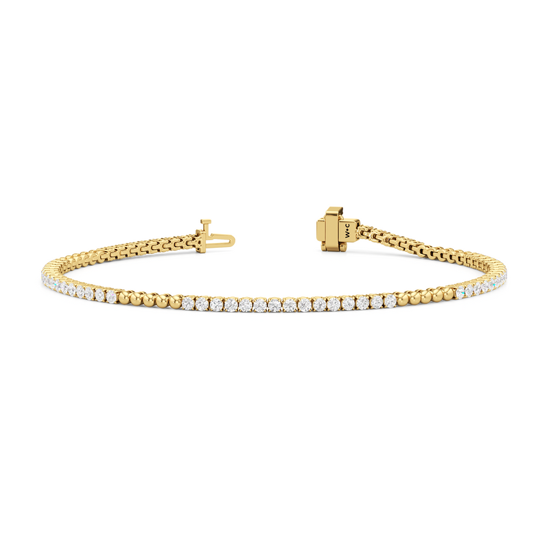 Gold Beaded and Round Diamond Tennis Bracelet