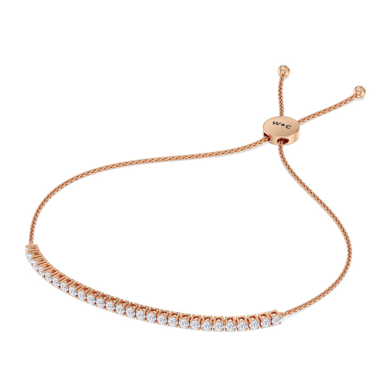 Adjustable Half Eternity Diamond Bolo Bracelet
