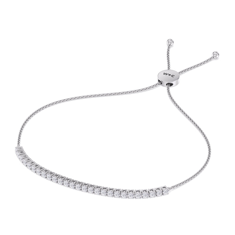 Adjustable Half Eternity Diamond Bolo Bracelet