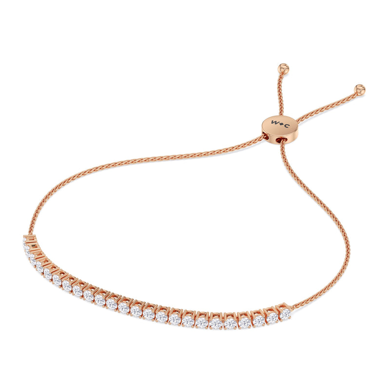 Adjustable Half Eternity Diamond Bolo Bracelet