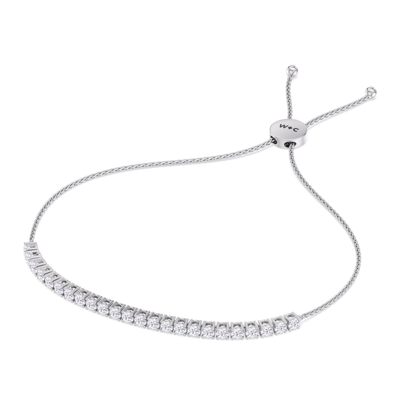 Adjustable Half Eternity Diamond Bolo Bracelet
