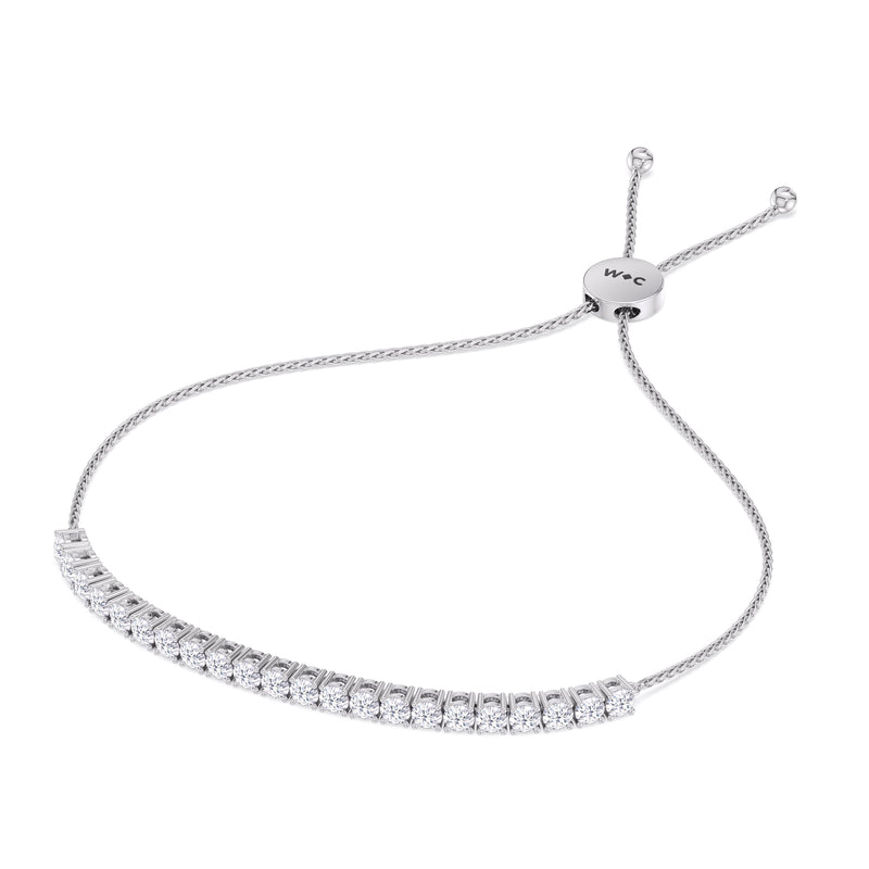 Adjustable Half Eternity Diamond Bolo Bracelet