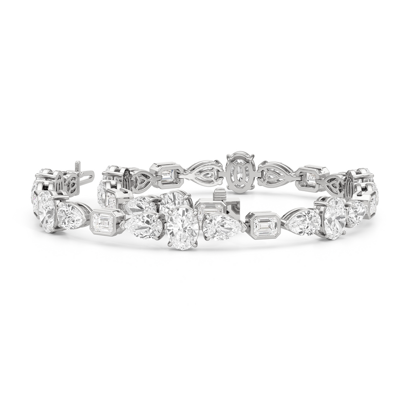 Pear Oval Sequenced with Bezeled Emerald Tennis Bracelet