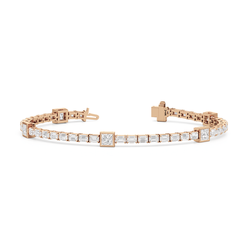 Bezeled Princess Station with Emeralds Tennis Bracelet