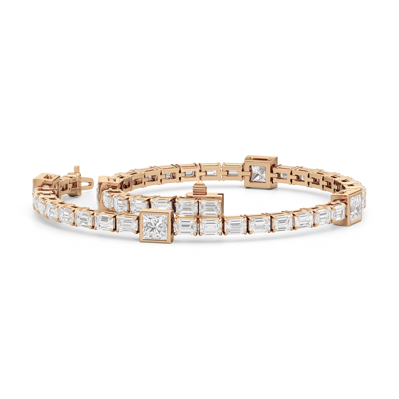 Bezeled Princess Station with Emeralds Tennis Bracelet