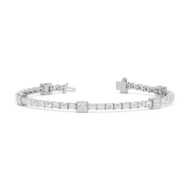 Bezeled Princess Station with Emeralds Tennis Bracelet