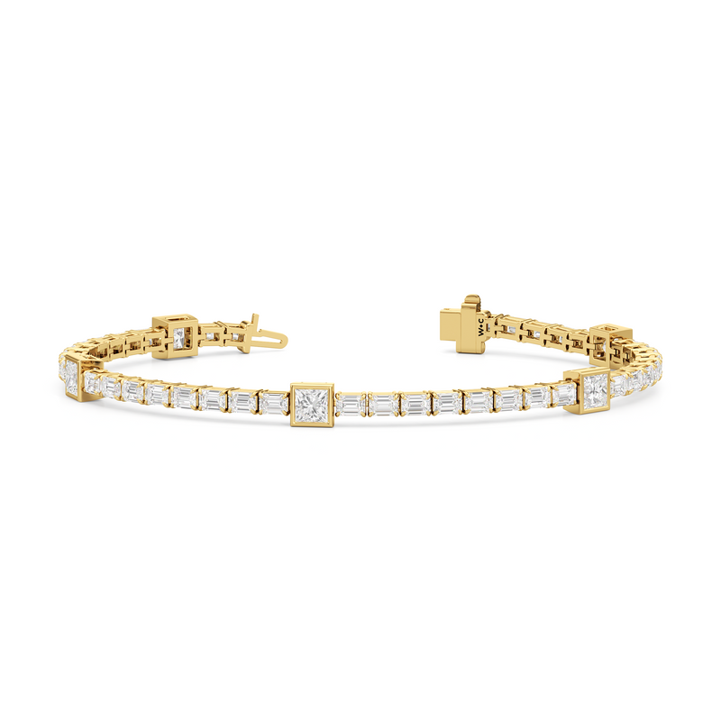 Bezeled Princess Station with Emeralds Tennis Bracelet