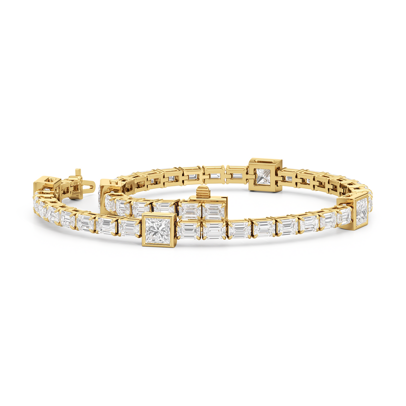 Bezeled Princess Station with Emeralds Tennis Bracelet