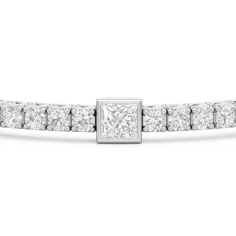 Bezeled Princess Station Tennis Bracelet