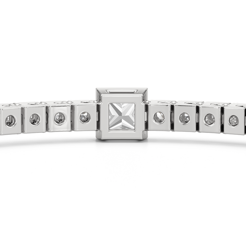 Bezeled Princess Station Tennis Bracelet