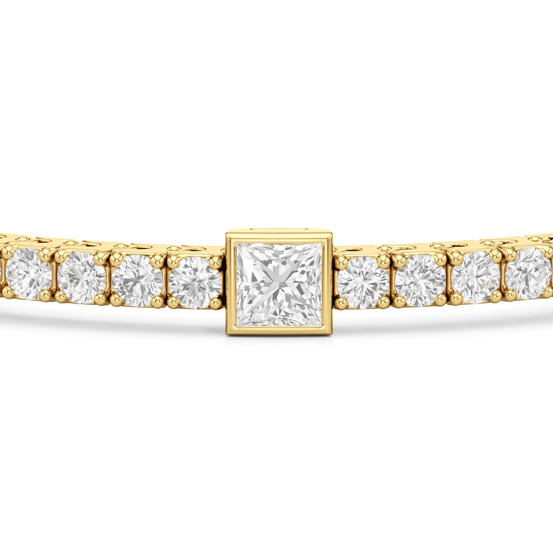 Bezeled Princess Station Tennis Bracelet