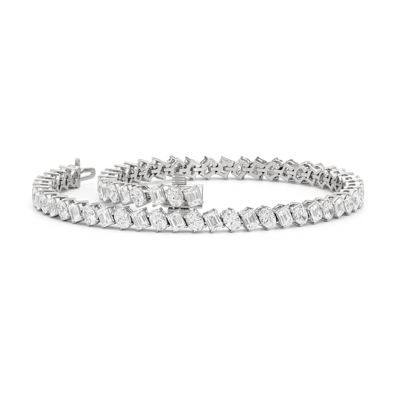 Oval and Emerald Herringbone Tennis Bracelet
