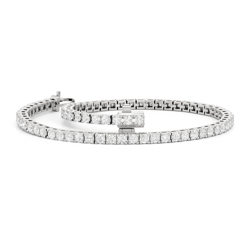Classic 4-Prong Round Lab Diamond Square Basket Tennis Bracelet