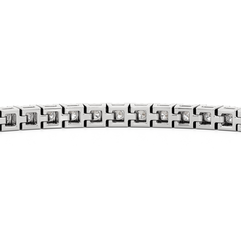 Classic 4-Prong Round Lab Diamond Square Basket Tennis Bracelet