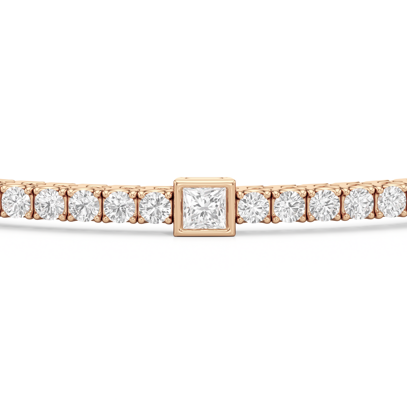 Bezeled Princess Station Tennis Bracelet