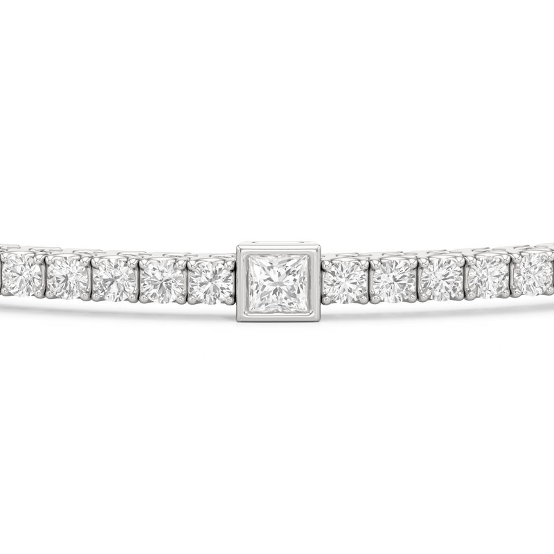 Bezeled Princess Station Tennis Bracelet