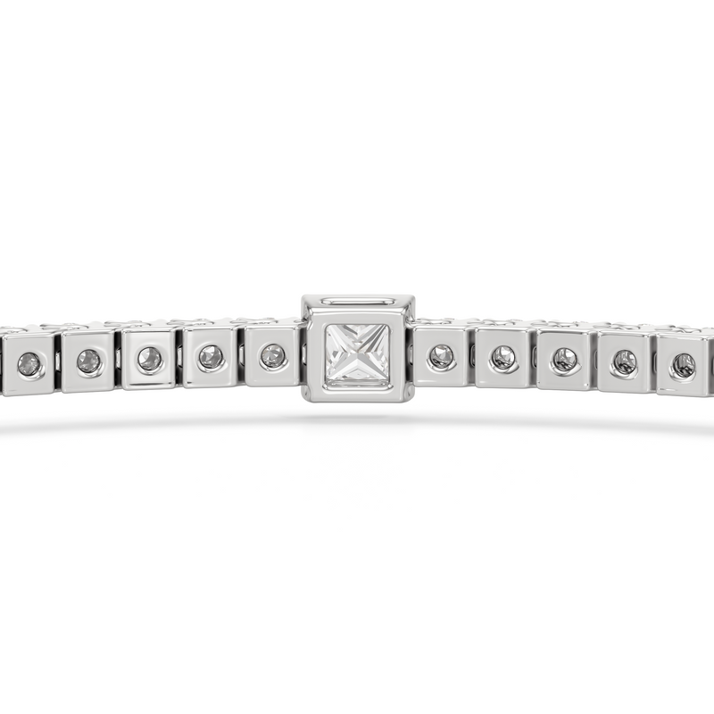 Bezeled Princess Station Tennis Bracelet