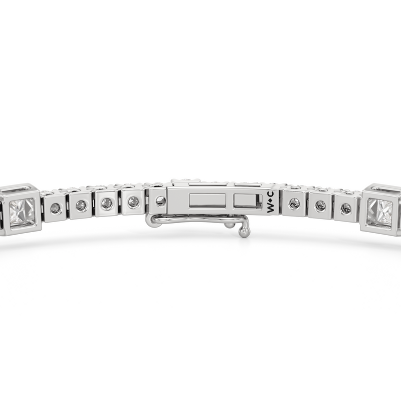 Bezeled Princess Station Tennis Bracelet