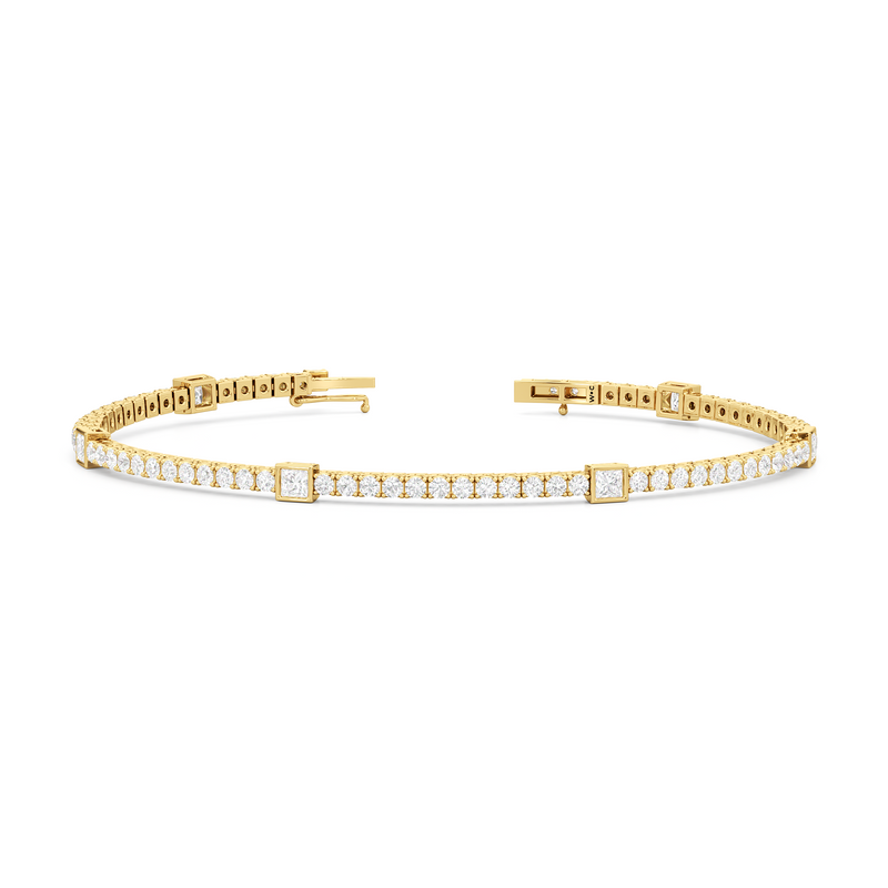 Bezeled Princess Station Tennis Bracelet