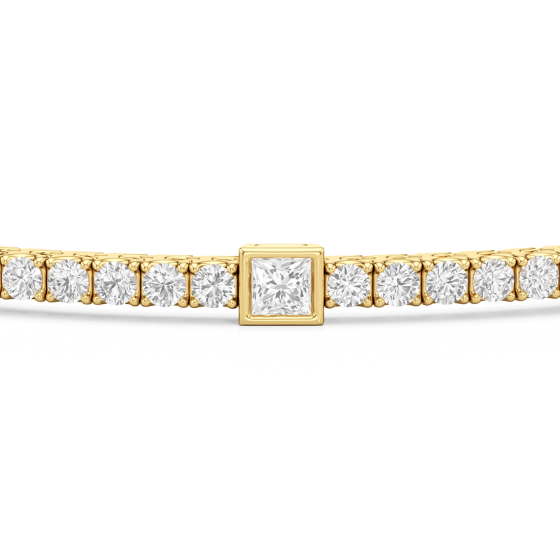 Bezeled Princess Station Tennis Bracelet