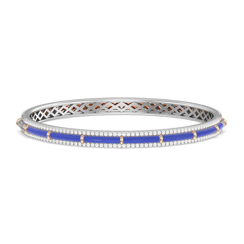 Half Pave Border Bangle in Ceramic