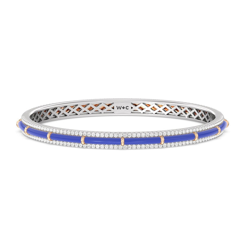 Half Pave Border Bangle in Ceramic
