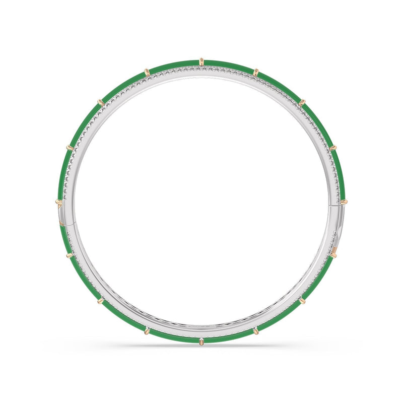 Half Pave Border Bangle in Ceramic
