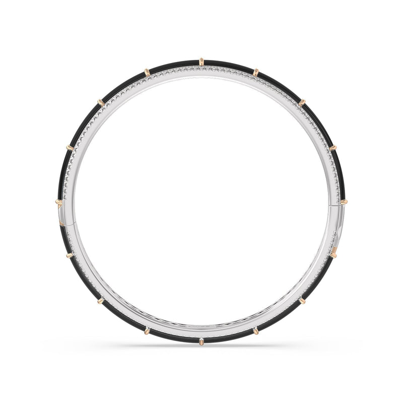 Half Pave Border Bangle in Ceramic