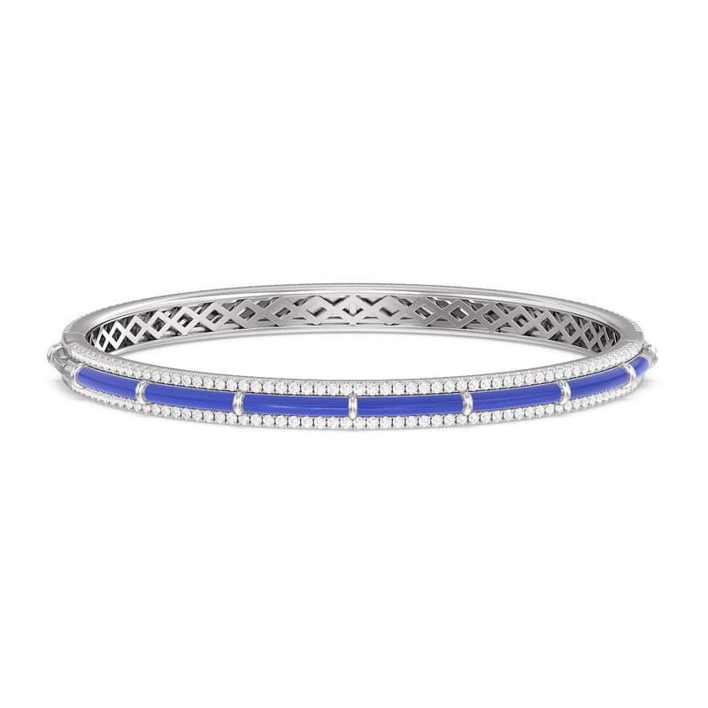 Half Pave Border Bangle in Ceramic
