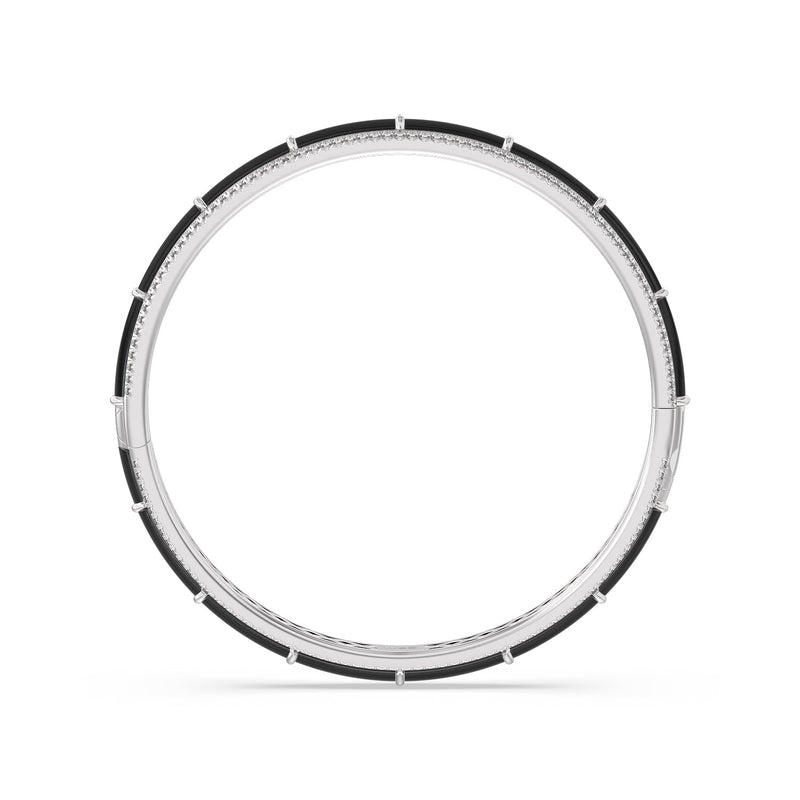 Half Pave Border Bangle in Ceramic