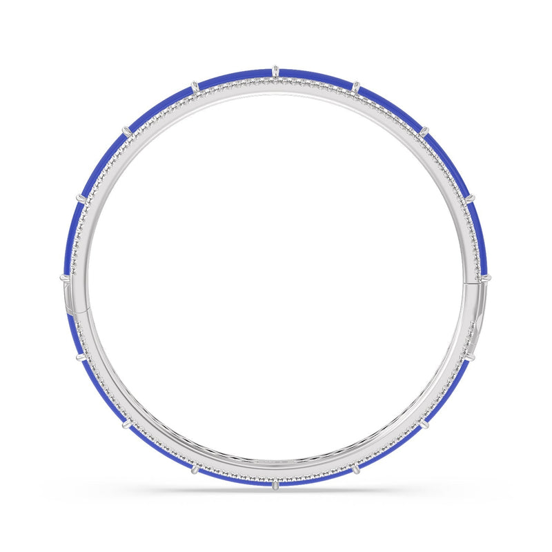 Half Pave Border Bangle in Ceramic