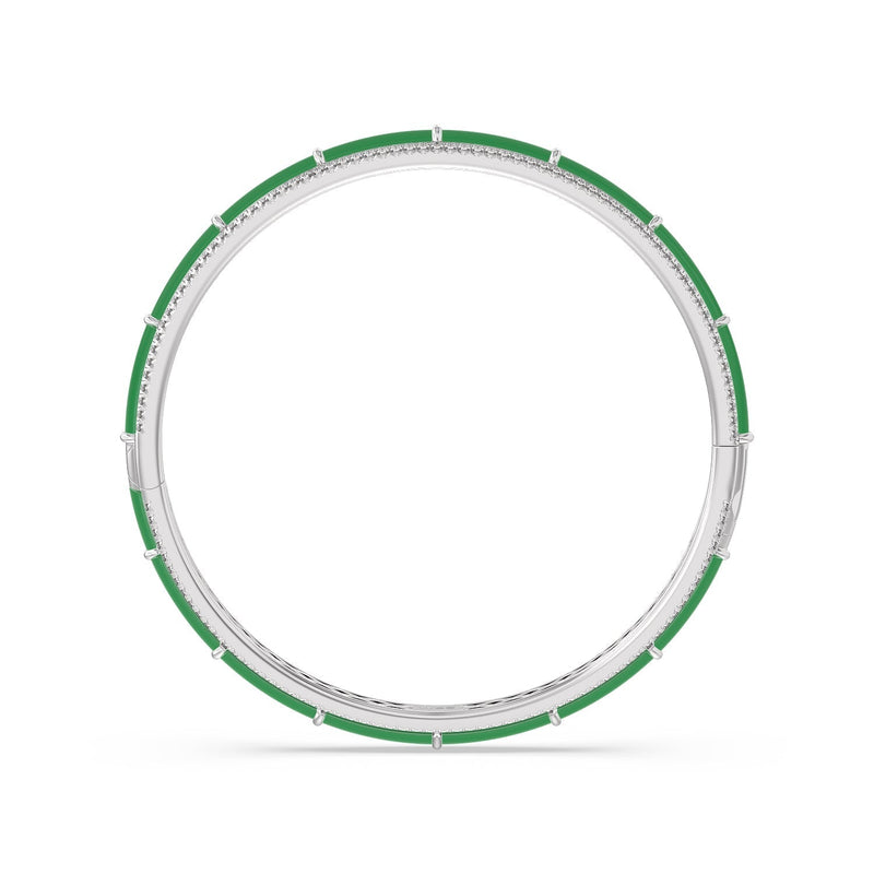 Half Pave Border Bangle in Ceramic