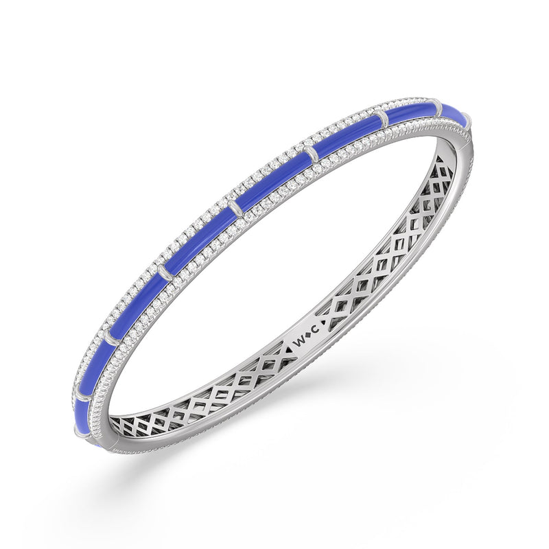 Half Pave Border Bangle in Ceramic