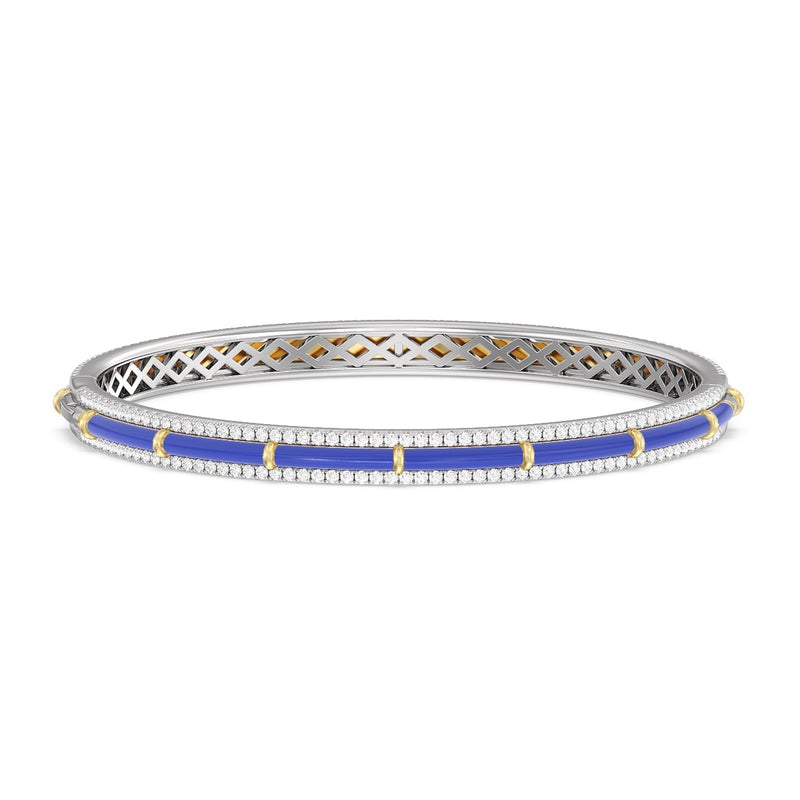 Half Pave Border Bangle in Ceramic