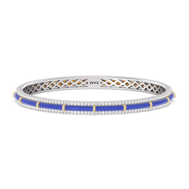 Half Pave Border Bangle in Ceramic
