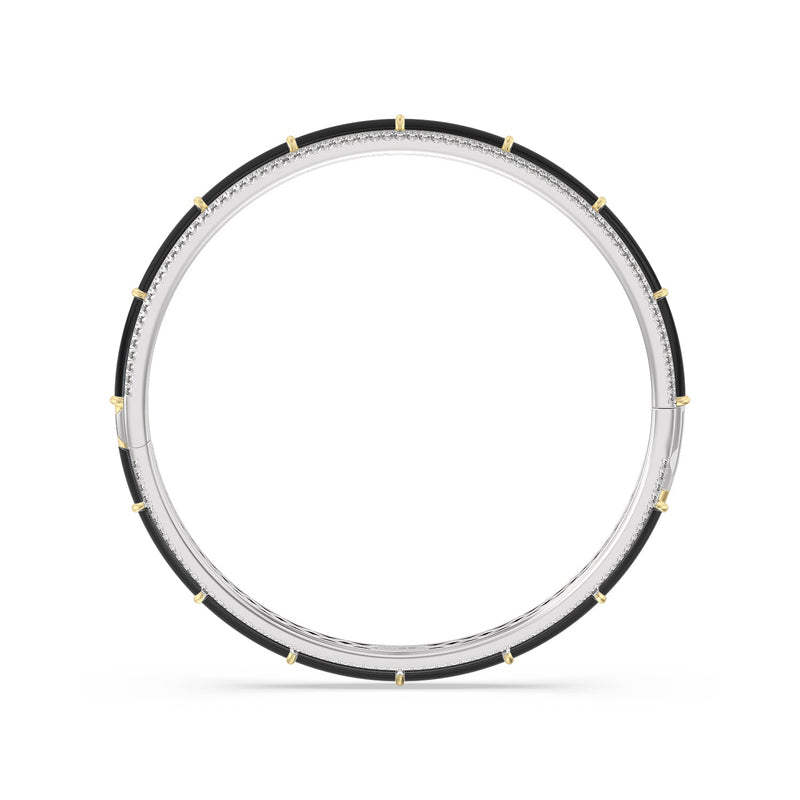 Half Pave Border Bangle in Ceramic