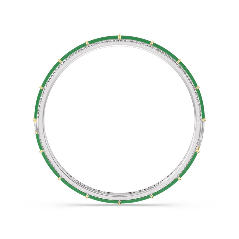 Half Pave Border Bangle in Ceramic
