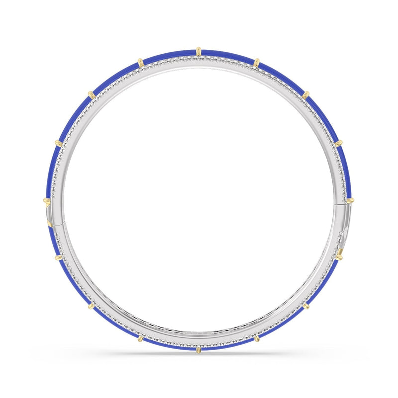 Half Pave Border Bangle in Ceramic