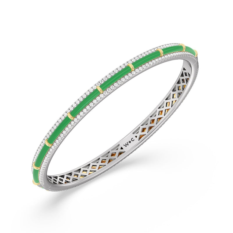 Half Pave Border Bangle in Ceramic