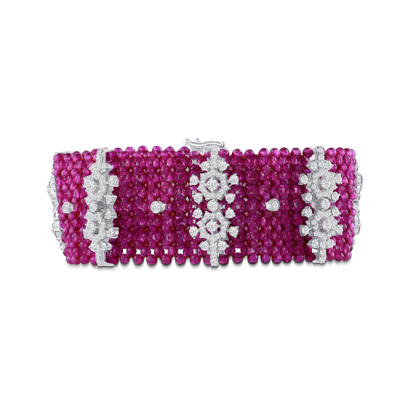 Ruby Crimson Bloom Diamond Bracelet