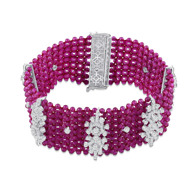 Ruby Crimson Bloom Diamond Bracelet