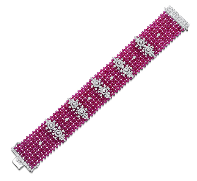 Ruby Crimson Bloom Diamond Bracelet