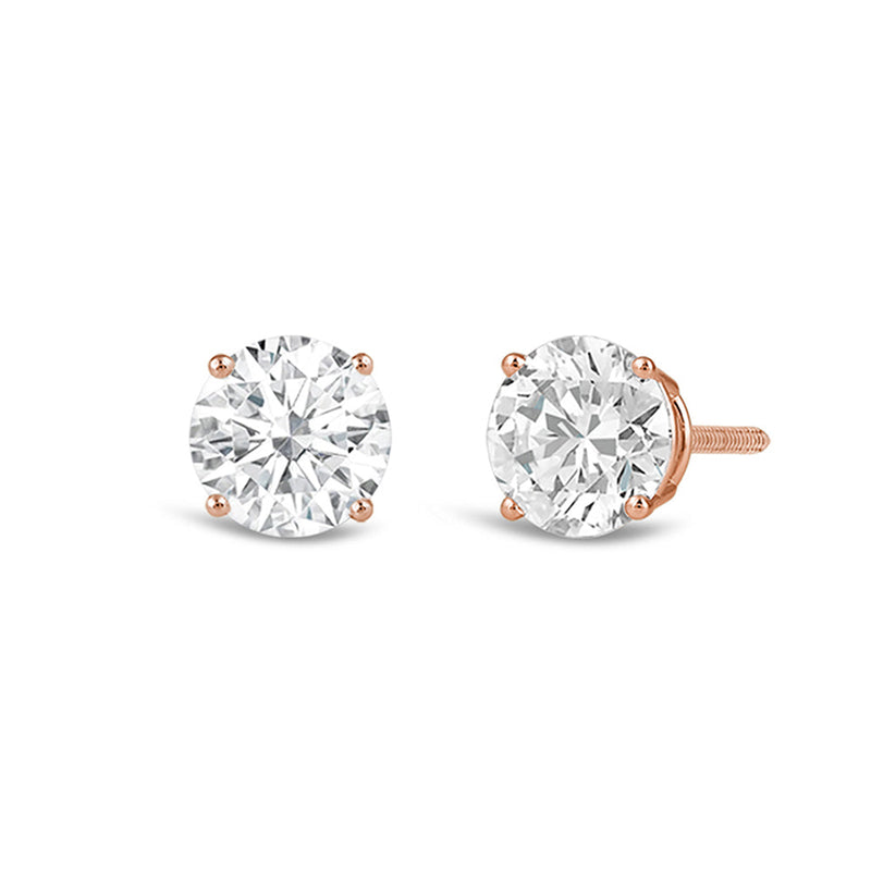 Classic Round Diamond Four Prong Studs Earrings (F+ SI+)